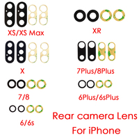 Dla Apple iPhone X XS Max XR 8 7 7P 6s 6S Plus 6P 6 wymiana tylna szklana tylna część obiektywu aparatu i 3m klej 3